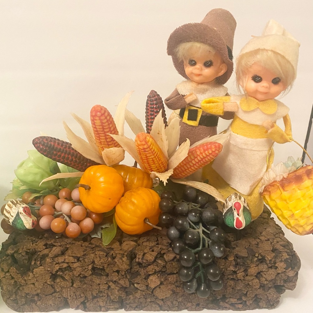 •Vintage• Fall Thanksgiving Pixie Elf Pilgrim Decoration